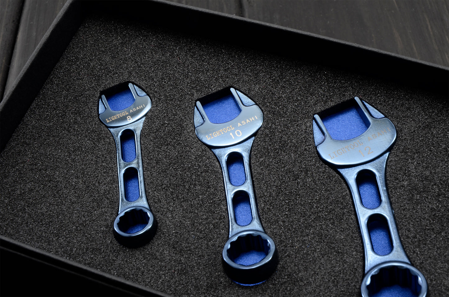 LIGHTOOL LCWU Metal Blue Combination Wrench 8,10,12 mm Ion Plating 3Pcs.