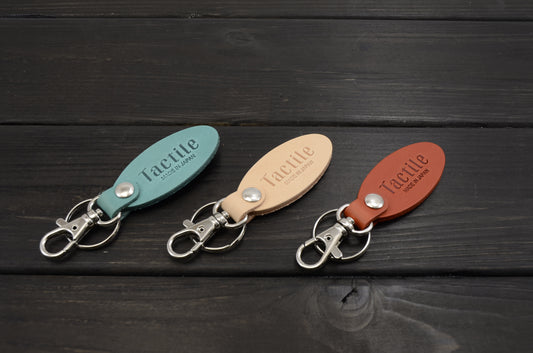 Tactile leather keychain