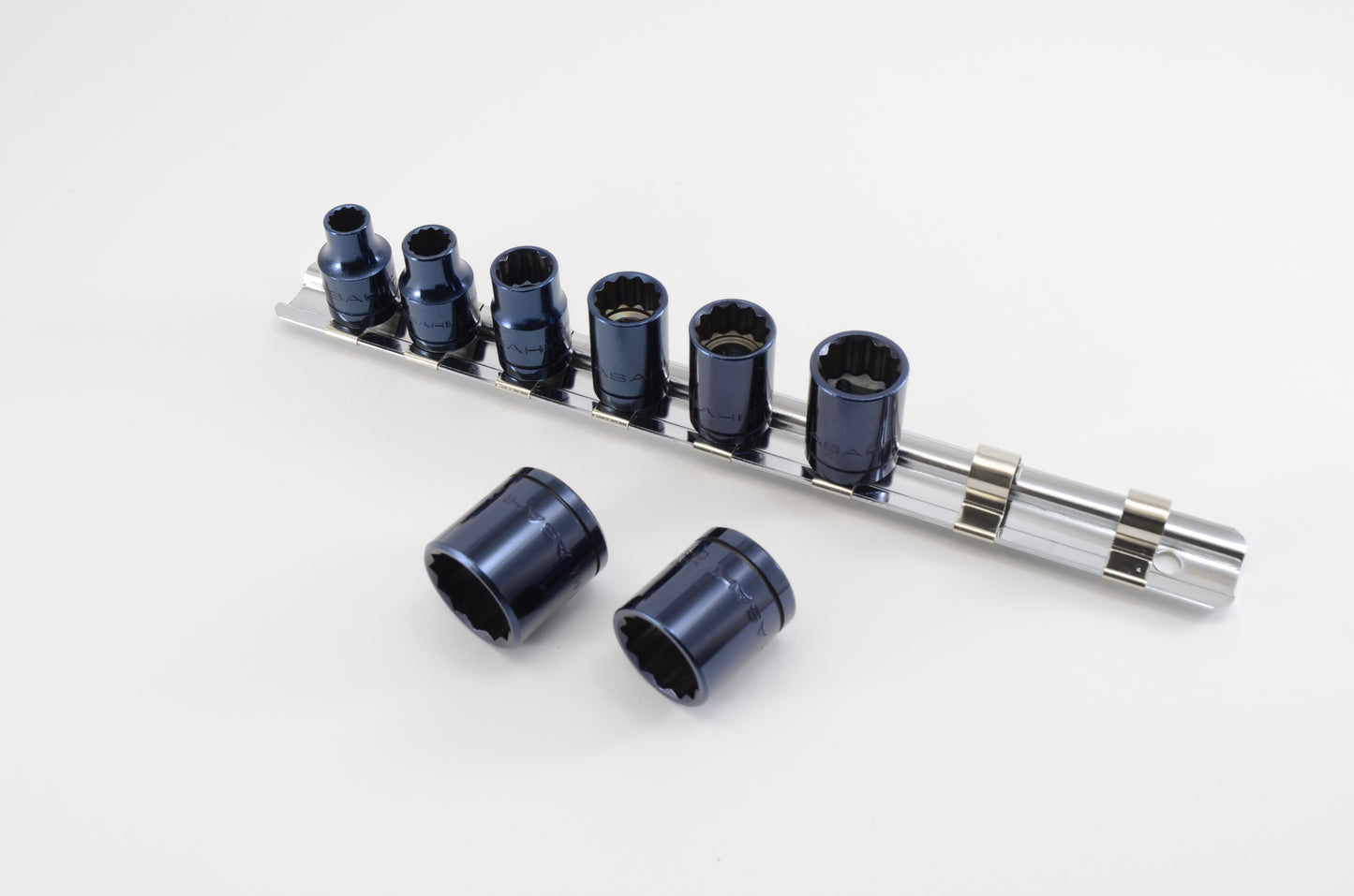 [3/8"SQDR] 差込角9.5mm Tactile ソケットレンチセット（８個セット）（メタルブルー）