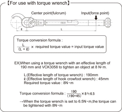 [3/8"SQDR] Crowfoot Wrench, Hook Spanner Type 25 - 65 mm (7 sizes available)