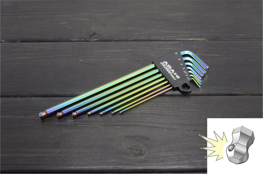 AQKS710R Tactile Catcher Ball Long Ballpoint Hexagon Key Wrench 7Pcs.(Rainbow)