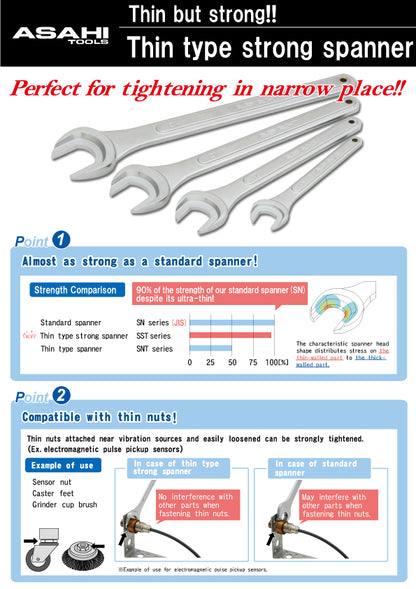 SST Single Open End Spanner Thin Type  (Strong type)  8  - 24 mm