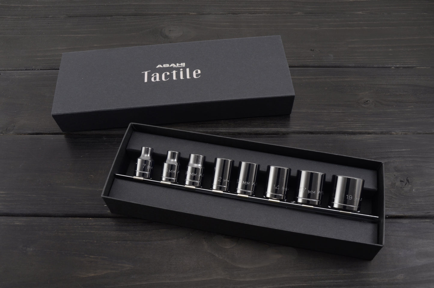 [3/8"SQDR] Tactile Socket Wrench Set 8Pcs (Metal Black)